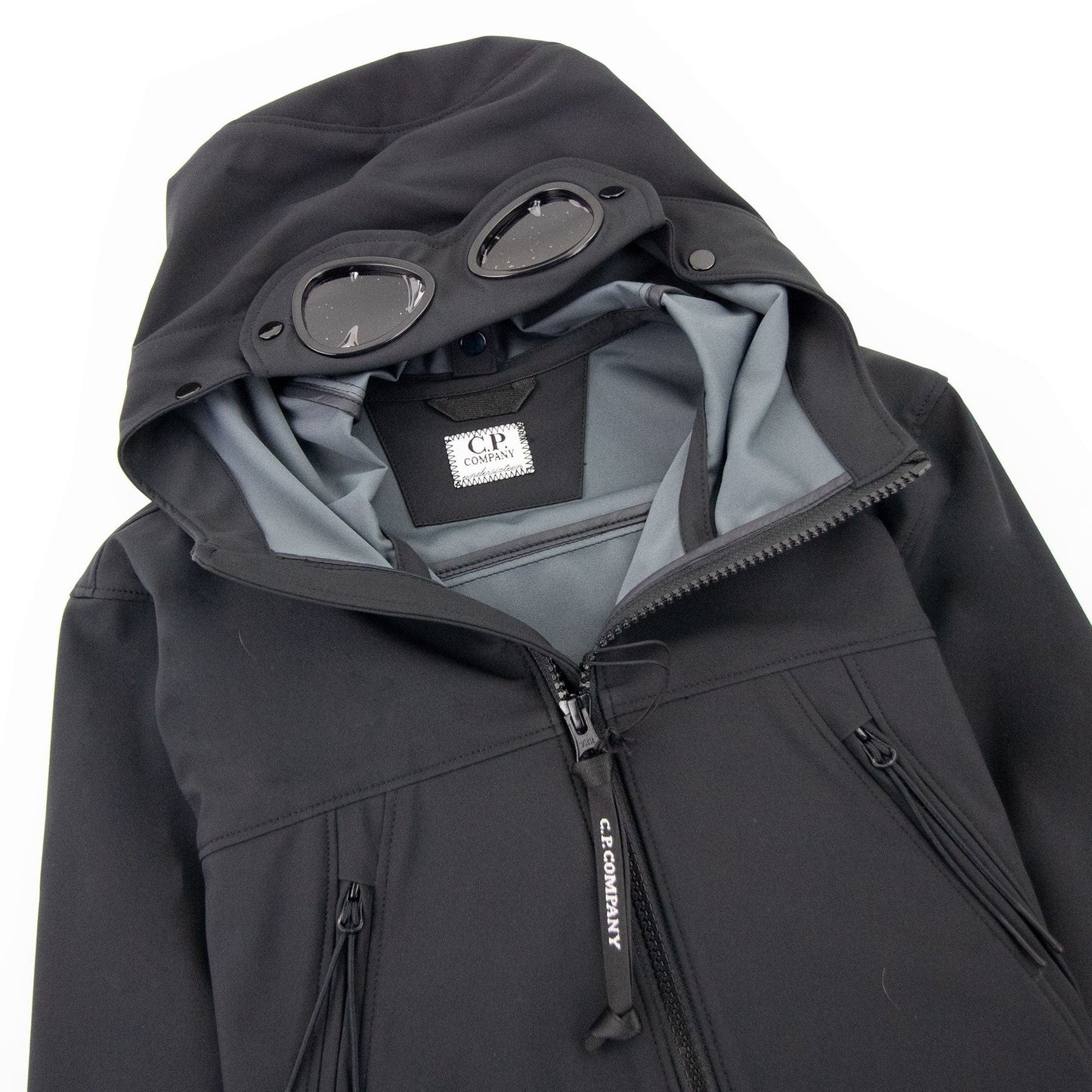 C.P. Company Undersixteen Shell Hooded Goggle Jacket Black 999