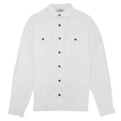 Stone Island 12010 Garment Dyed Shirt White V0001