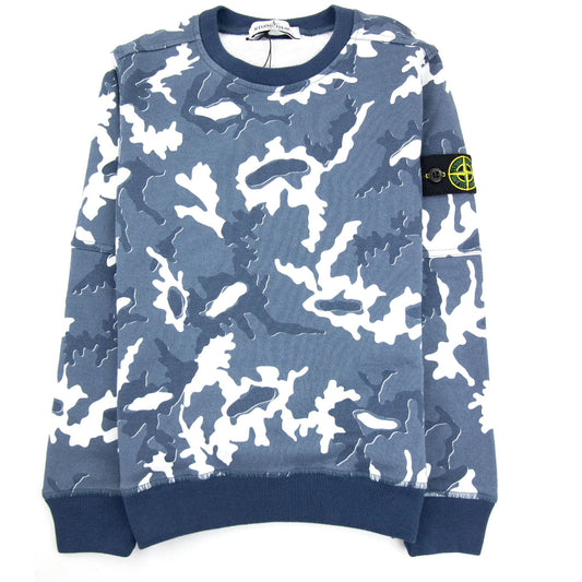 Stone Island Junior Camouflage Printed Sweatshirt Navy Blue V0020