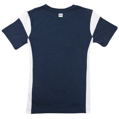 Hugo Boss Kids Logo Print Colour Block T Shirt Navy