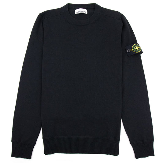 Stone Island Merino Wool Logo Jumper Black V0029