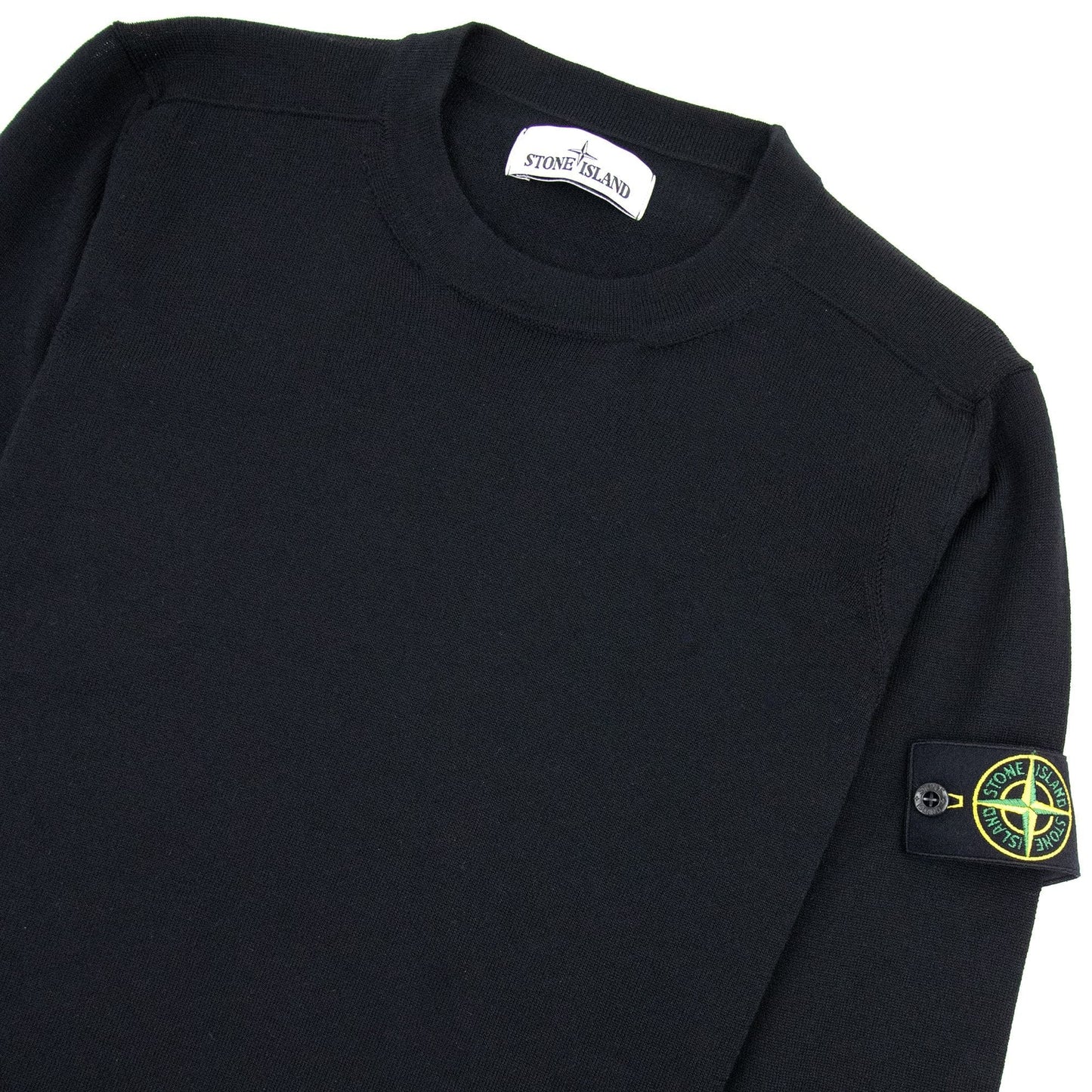 Stone Island Merino Wool Logo Jumper Black V0029