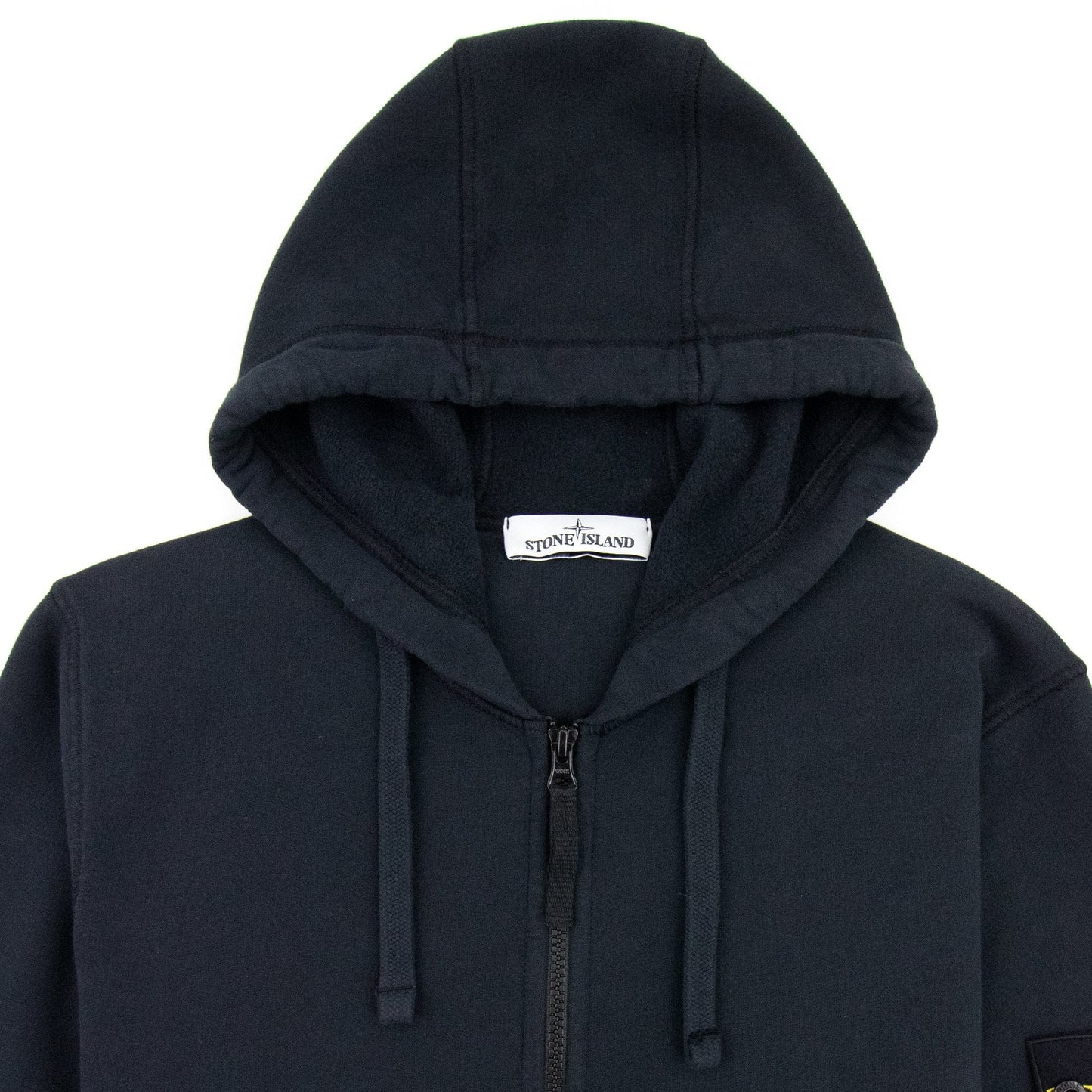 Stone Island Open Zip Up Hooded Sweatshirt Navy V0020