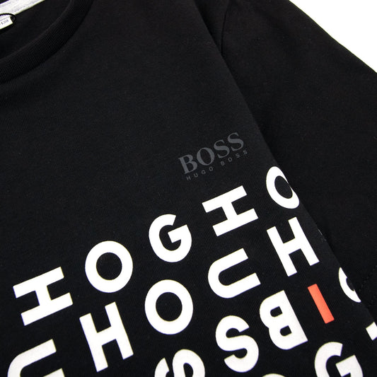 Hugo Boss Kids Multi Logo T Shirt Black