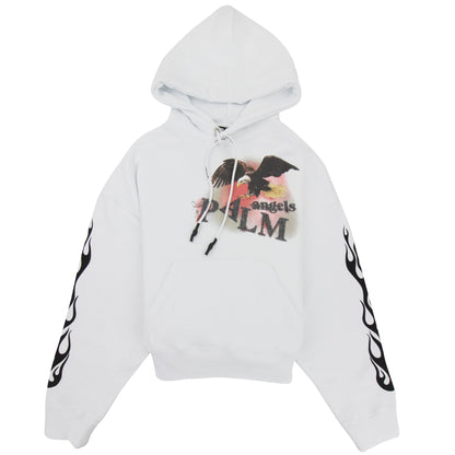 Palm Angels Flame Eagle Oversized Hooded Sweatshirt White