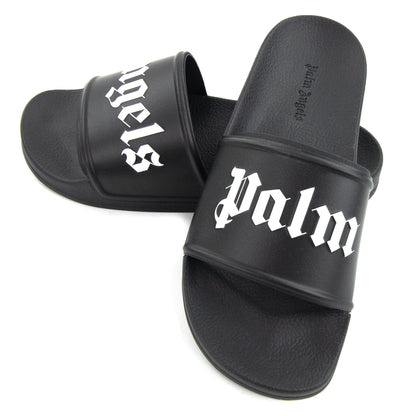 Palm Angels Logo Pool Sliders Black/white