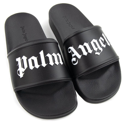 Palm Angels Logo Pool Sliders Black/white