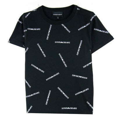 Emporio Armani Jnr All Over Print T Shirt Black 928