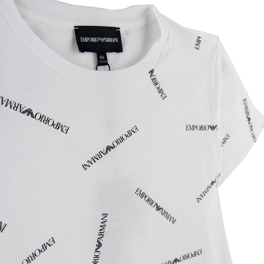Emporio Armani Jnr All Over Print T Shirt White F112