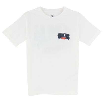 C.P. Company Undersixteen Spray Logo T Shirt White 103