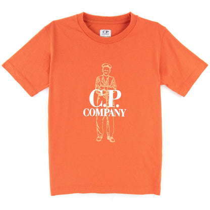 C.P. Company Undersixteen Worker Logo T-shirt Spicy Orange 499