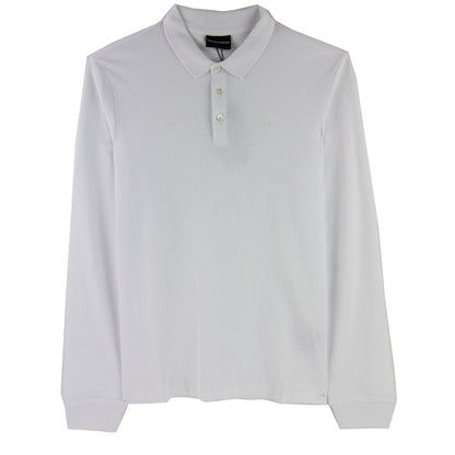 Emporio Armani Logo Long Sleeve Polo Shirt White 0100