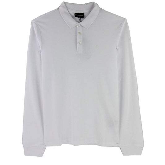 Emporio Armani Logo Long Sleeve Polo Shirt White 0100