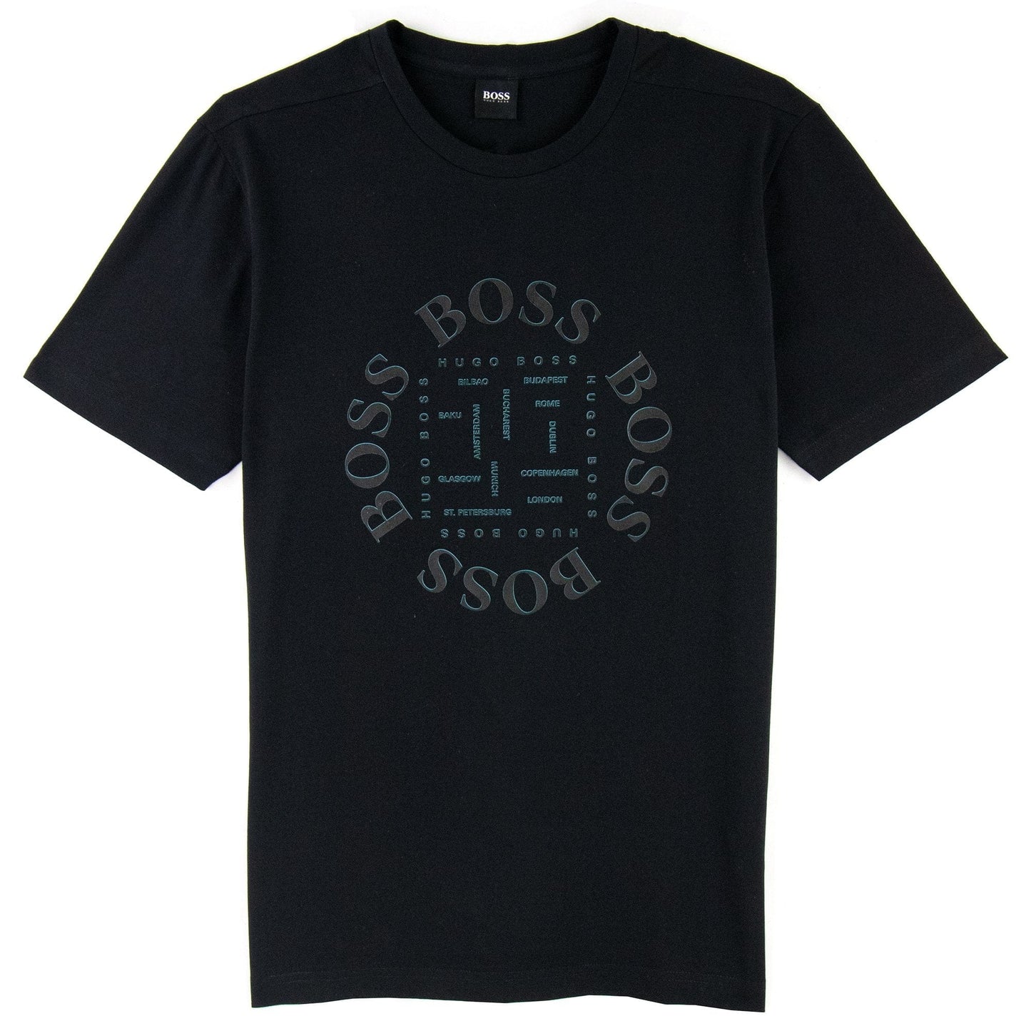 Hugo Boss City Logo Print T Shirt Black 001