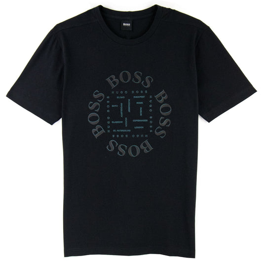 Hugo Boss City Logo Print T Shirt Black 001