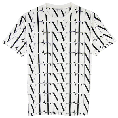 Valentino Logo Pattern Crewneck T Shirt White/black