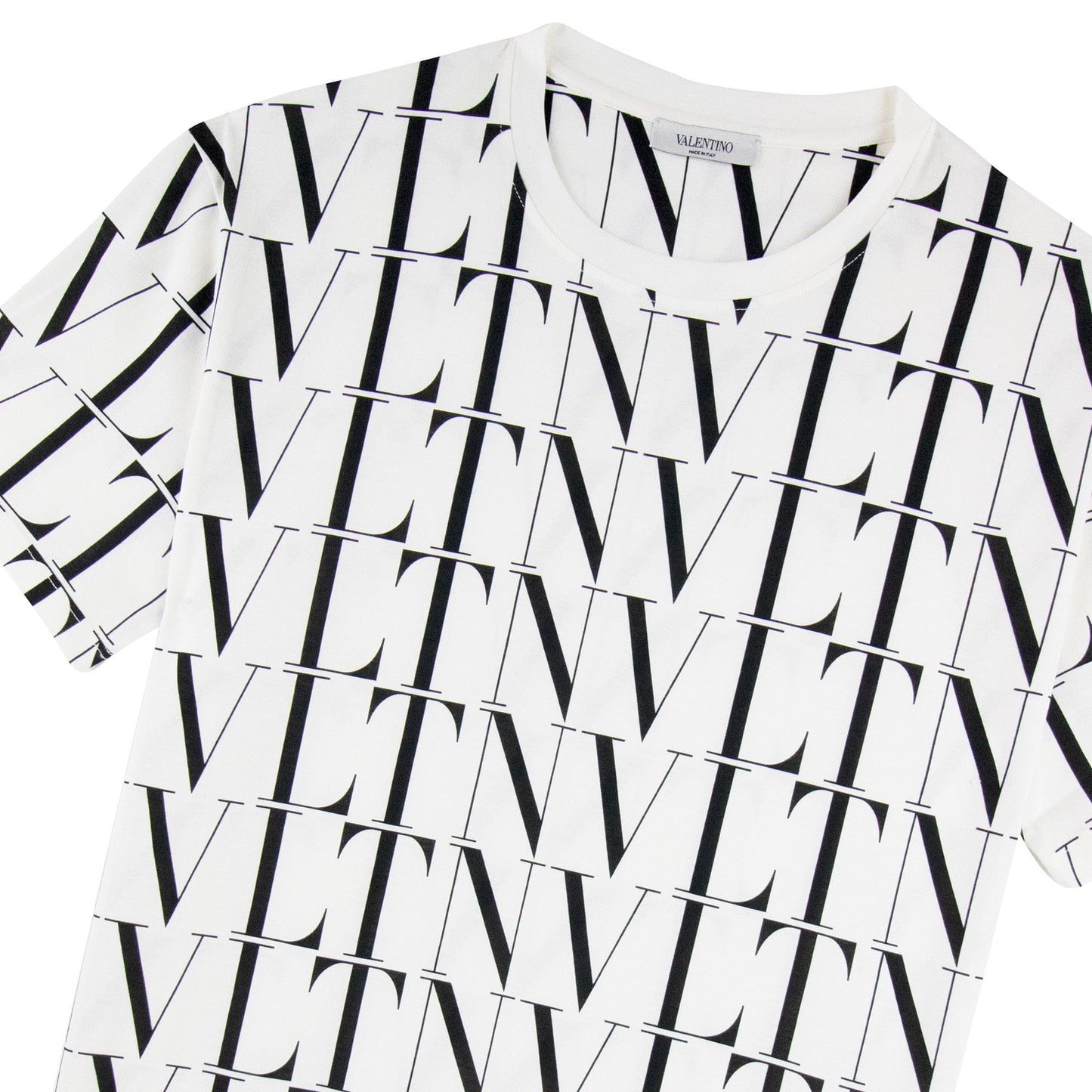 Valentino Logo Pattern Crewneck T Shirt White/black