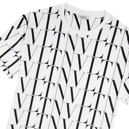 Valentino Logo Pattern Crewneck T Shirt White/black