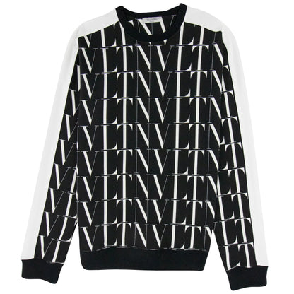Valentino Logo Pattern Contrast Tape Stretch Sweatshirt Black/white