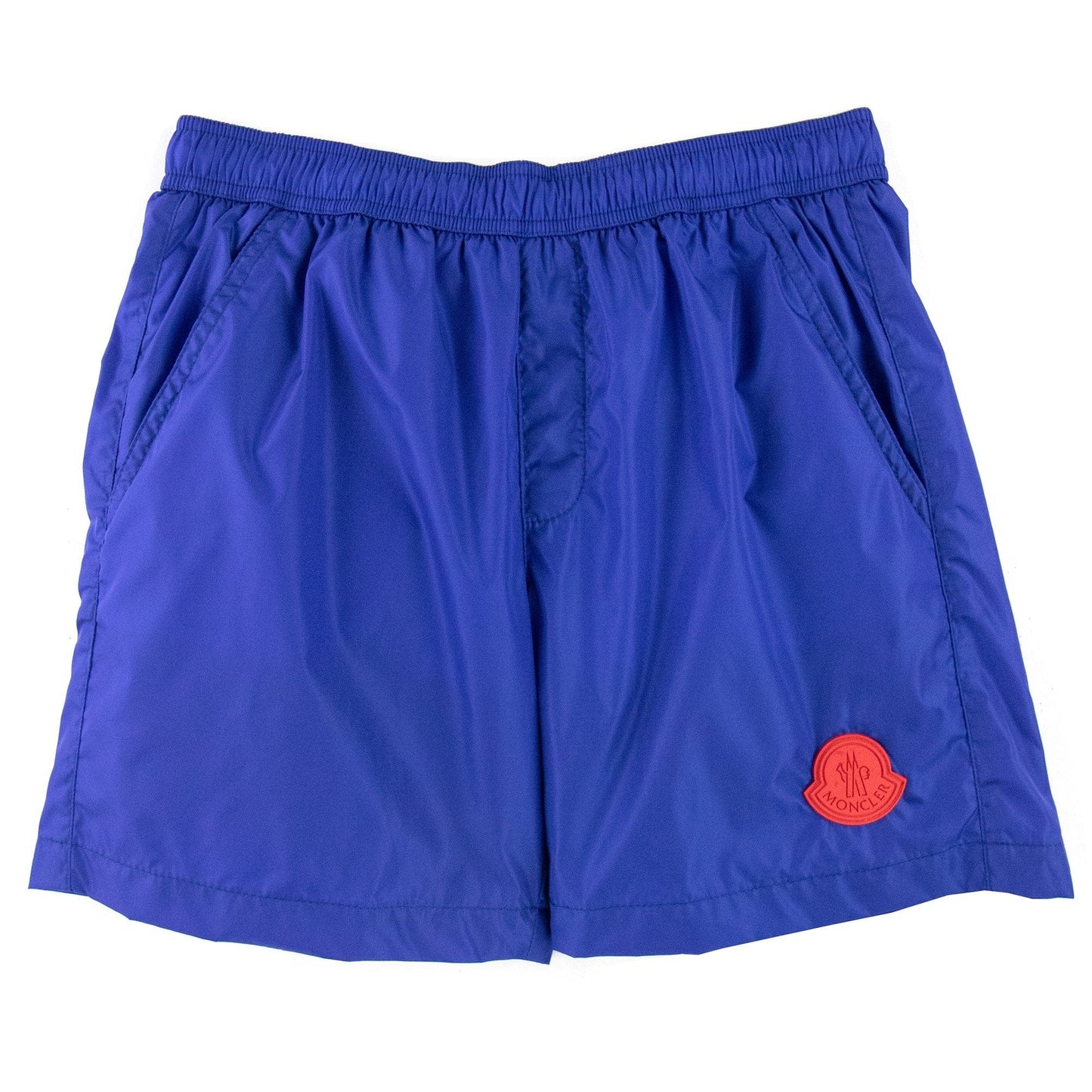 Moncler Junior Mare Rubber Logo Swim Shorts Electric Blue