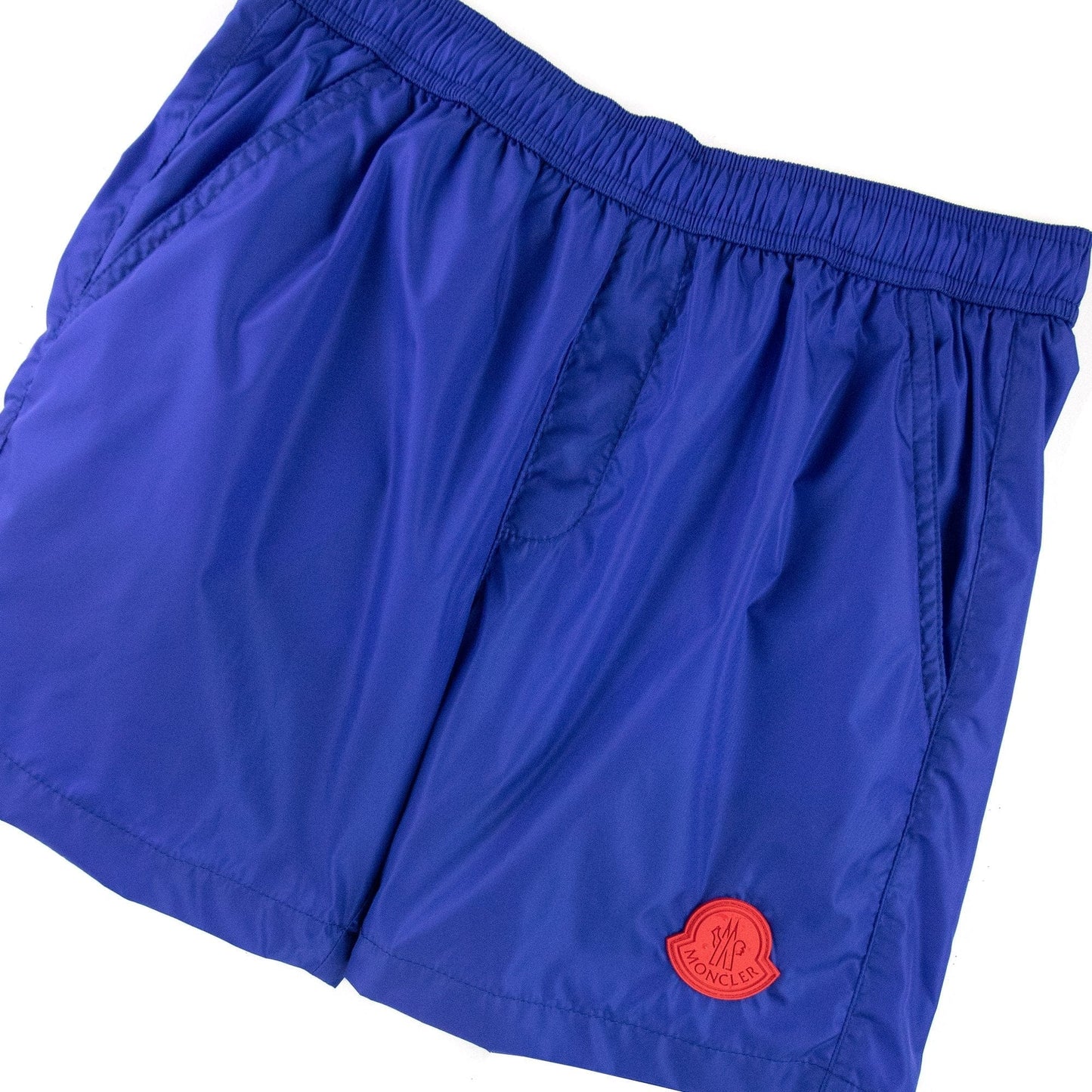 Moncler Junior Mare Rubber Logo Swim Shorts Electric Blue