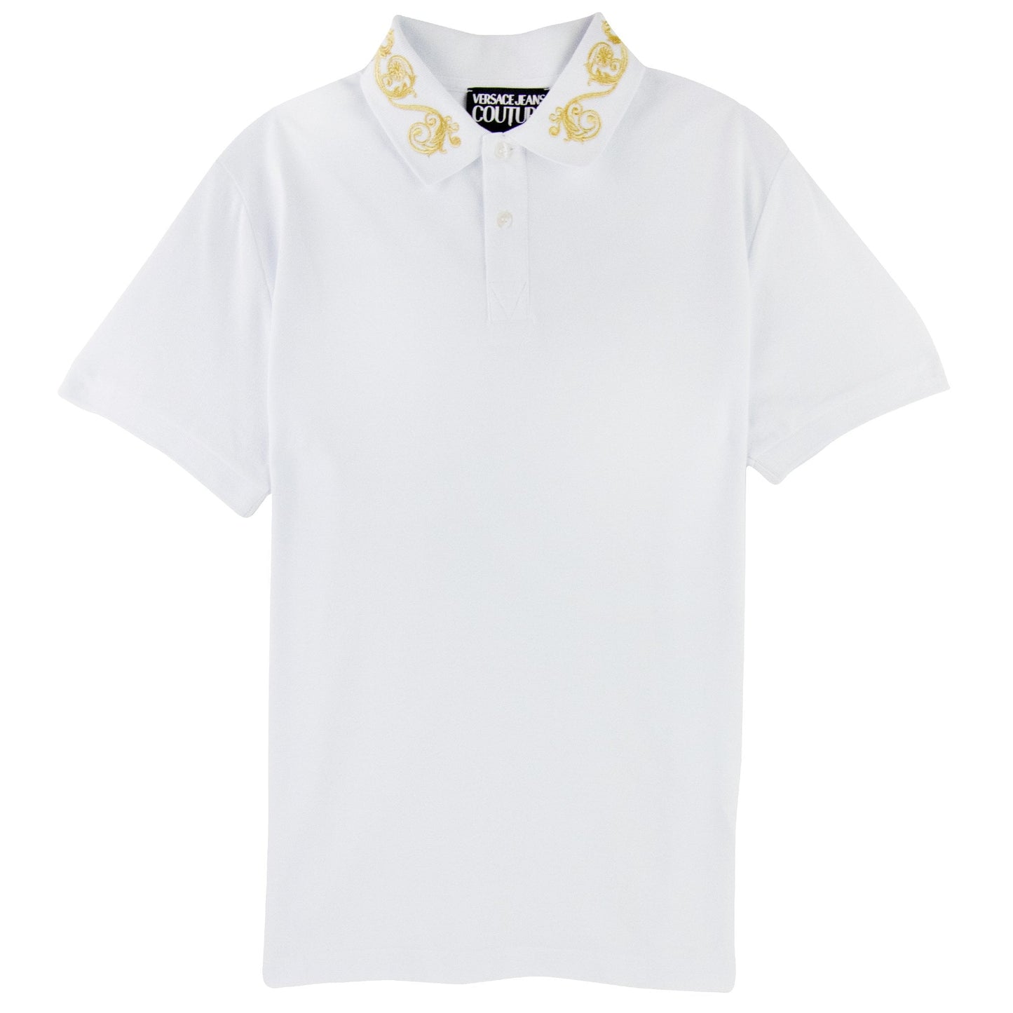 Versace Jeans Couture Cotton Polo Baroque Collar White