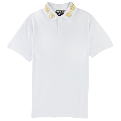 Versace Jeans Couture Cotton Polo Baroque Collar White