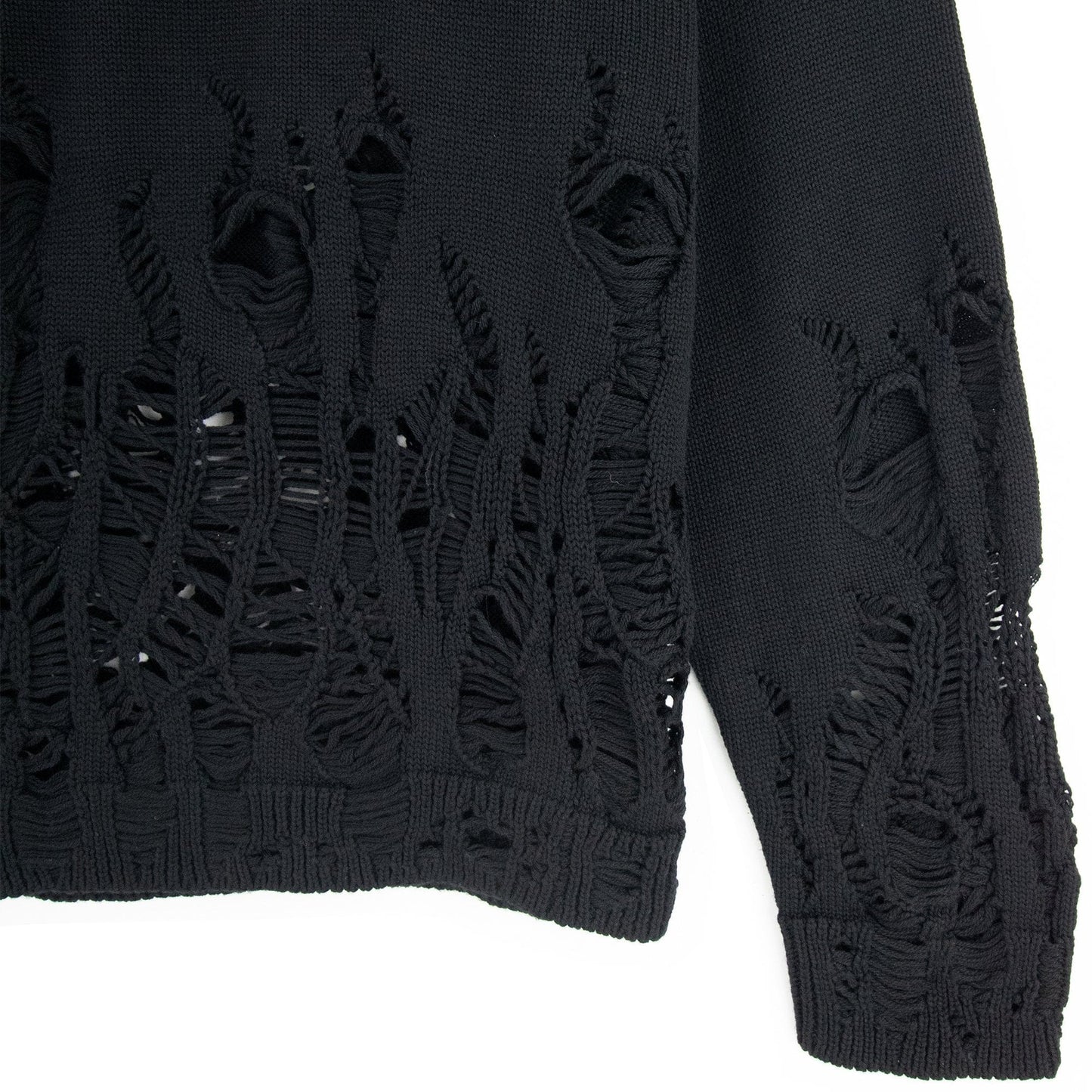 Palm Angels Distressed Flames Sweater Black/white