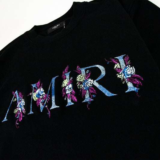 Amiri Floral Crewneck Sweatshirt Black