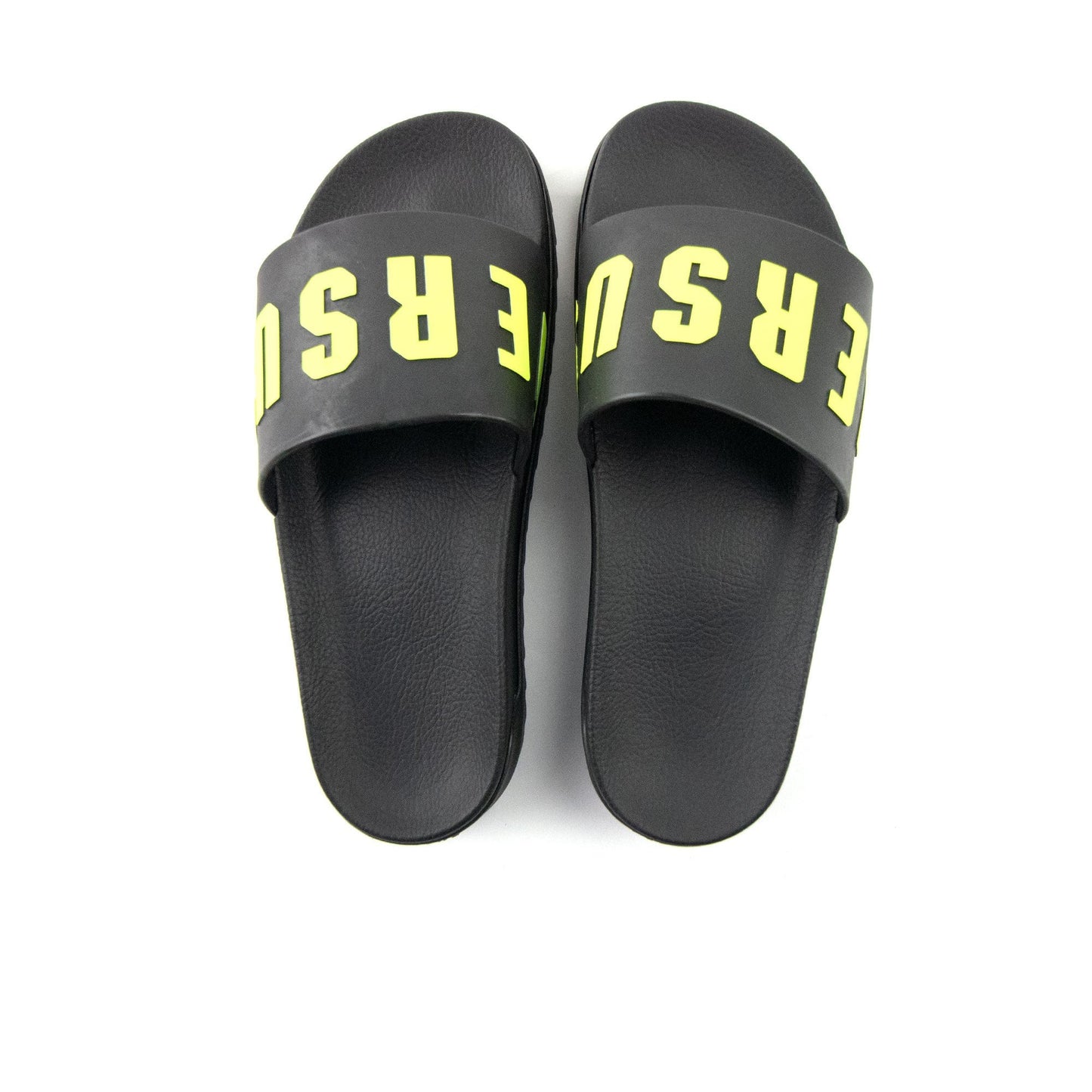 Versace Versus Rubber Sole Logo Sliders Black/yellow