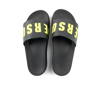 Versace Versus Rubber Sole Logo Sliders Black/yellow