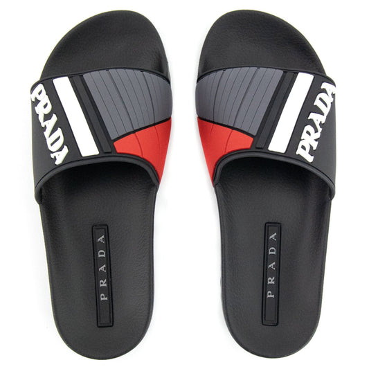 Prada Rubber Slider Black/red
