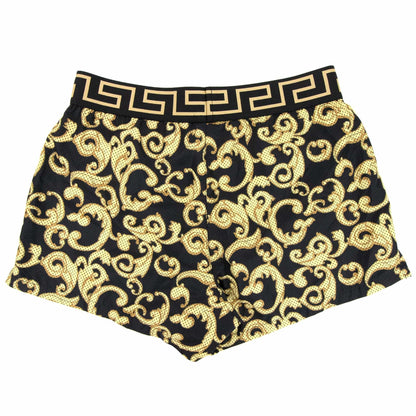 Versace Baroque Gold Print Swim Shorts Nero/oro