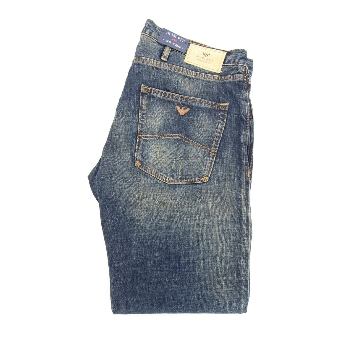 Armani Jeans J45 Slim Fit Distressed Jean Denim