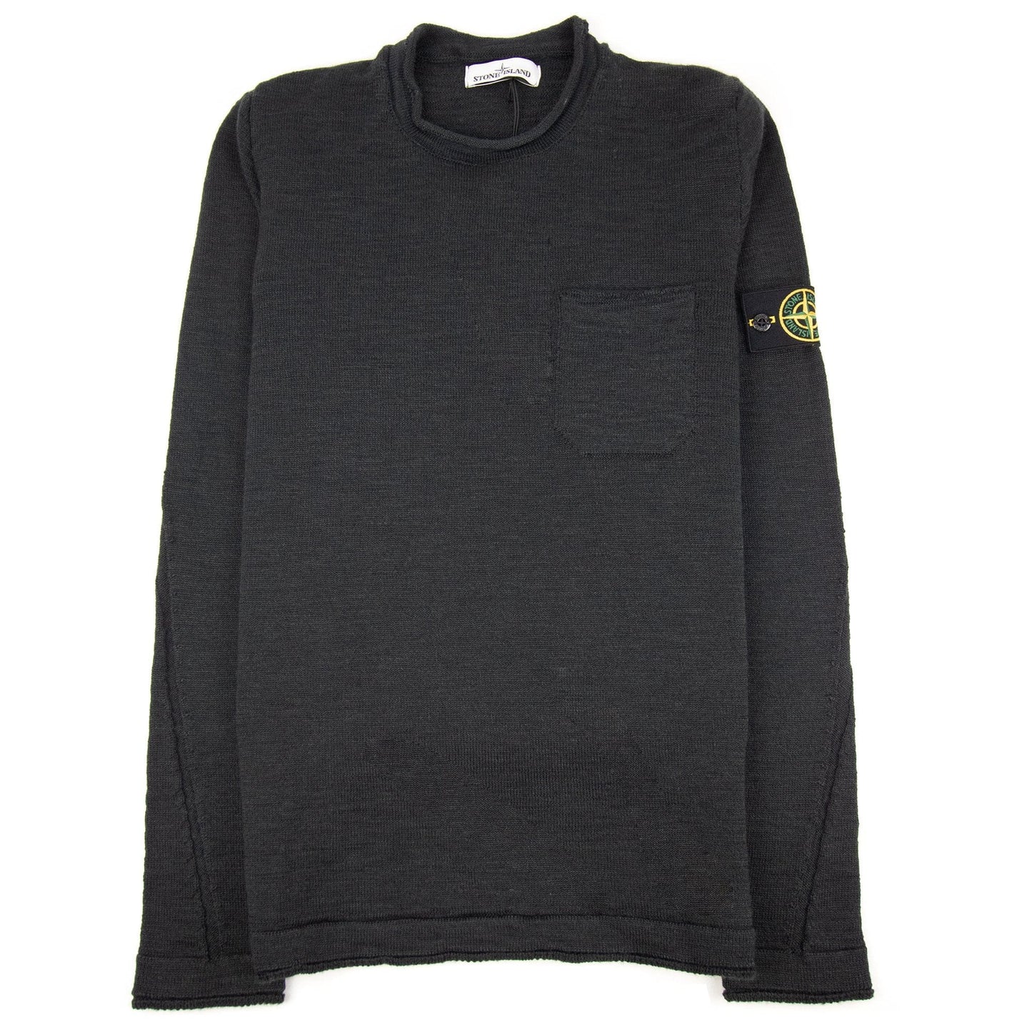 Stone Island Chest Pocket Rolled Neck Sweat Dark Grey V0065