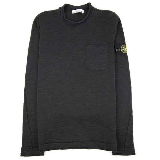 Stone Island Chest Pocket Rolled Neck Sweat Dark Grey V0065