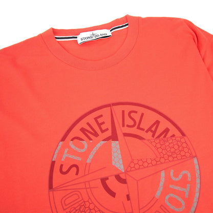 Stone Island Front Compass Reflective Logo Tshirt Red V0010