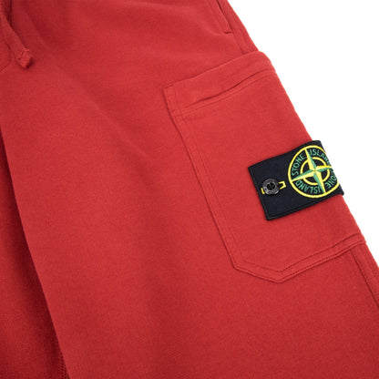 Stone Island Fleece Patch Logo Tracksuit Pants Red V0019