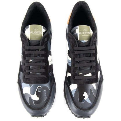 Valentino Rockstud Camouflage Trainers Grey Re8