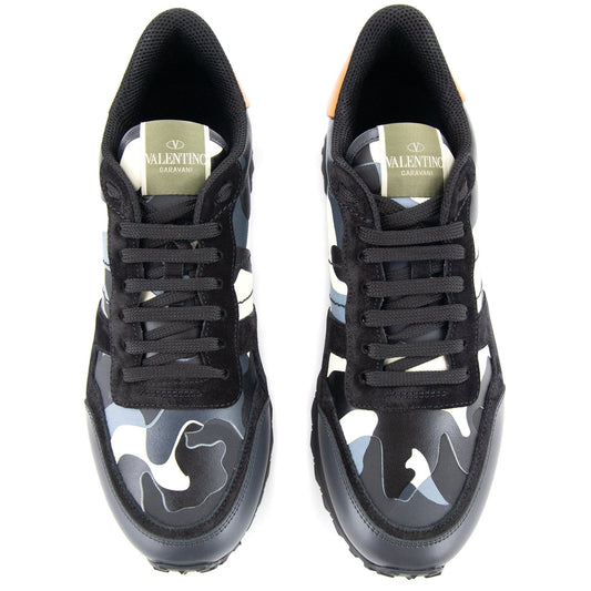 Valentino Rockstud Camouflage Trainers Grey Re8