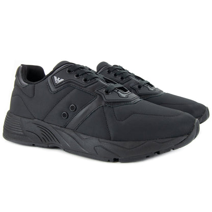 Emporio Armani Logo Leather Details Trainers Black