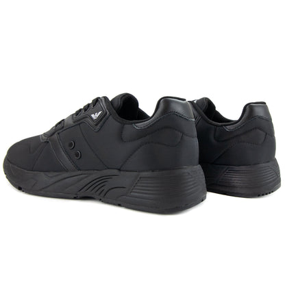Emporio Armani Logo Leather Details Trainers Black