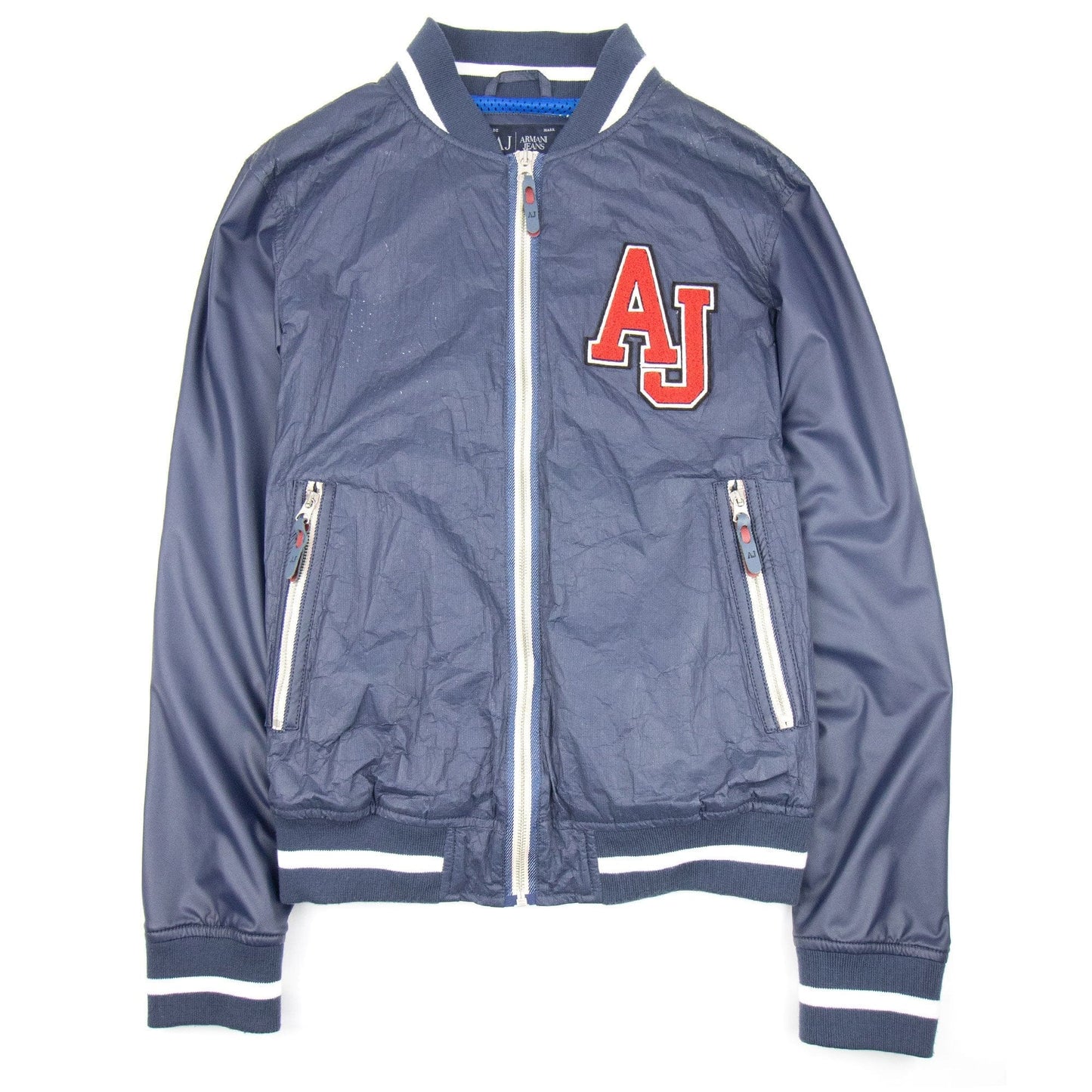 Armani Jeans Embossed Logo Bomber Jacket Blue
