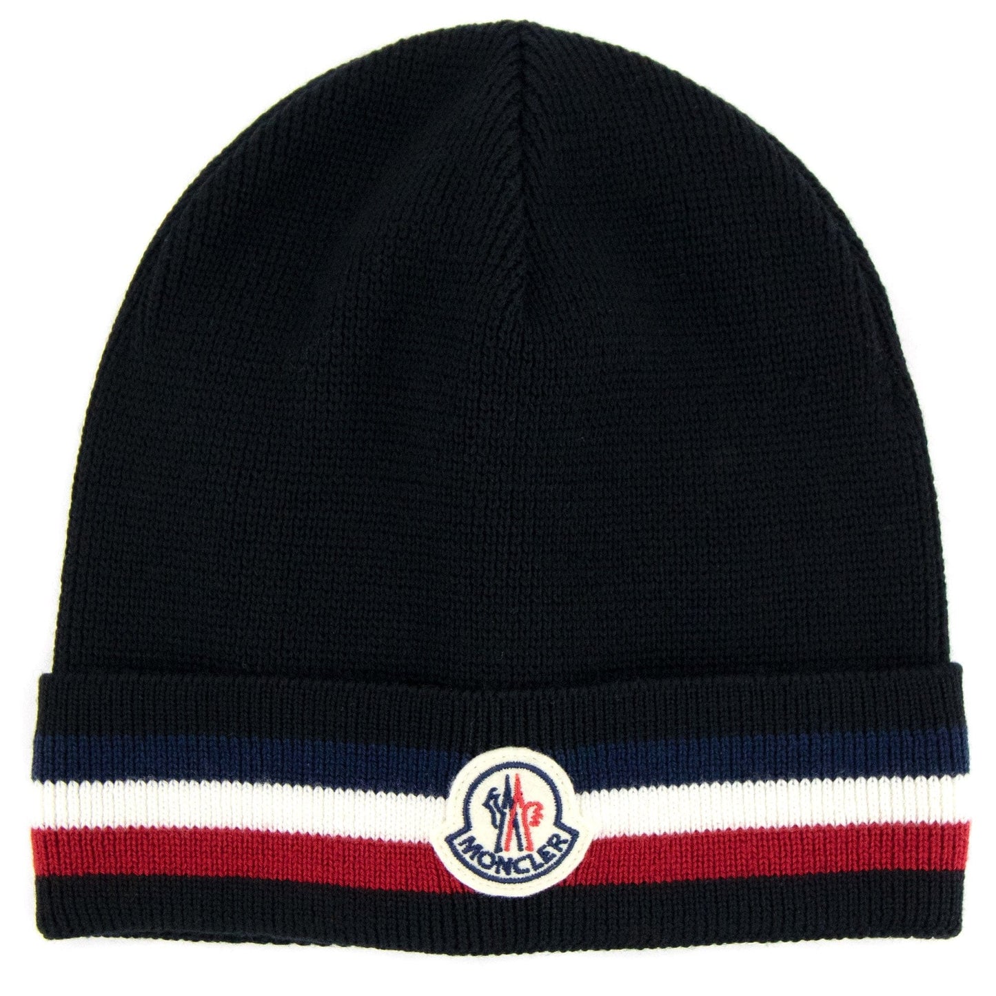 Moncler Tricolour Logo Beanie Hat Black