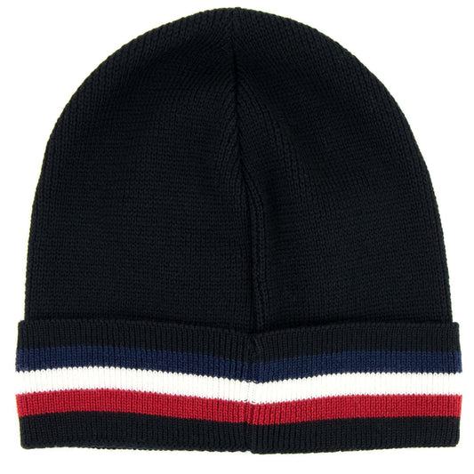 Moncler Tricolour Logo Beanie Hat Black