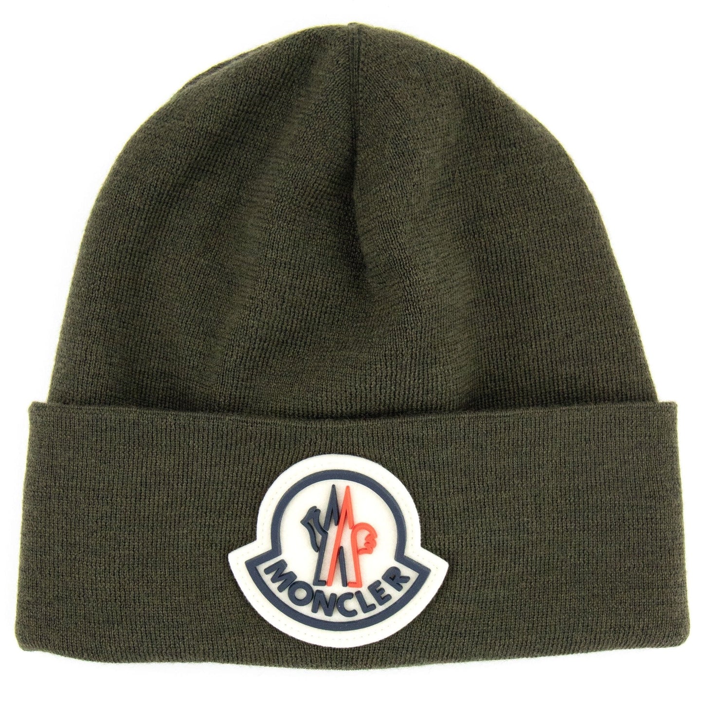 Moncler Large Logo Beanie Hat Dark Green