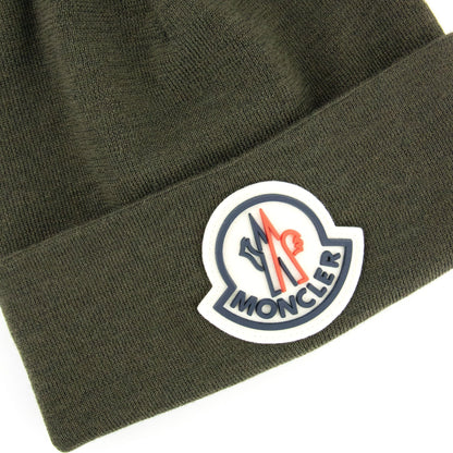 Moncler Large Logo Beanie Hat Dark Green
