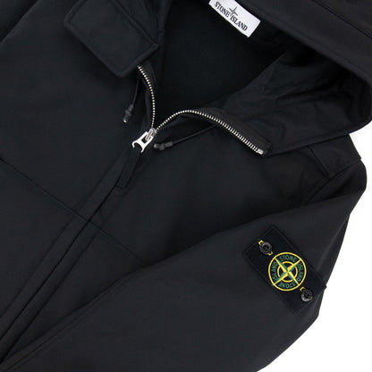 Stone Island Soft Shell-r Hooded Jacket Black V0029