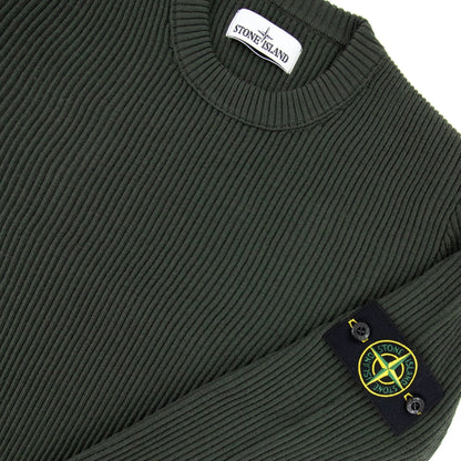 Stone Island Ribbon Knitted Crewneck Sweatshirt Dark Green V0058