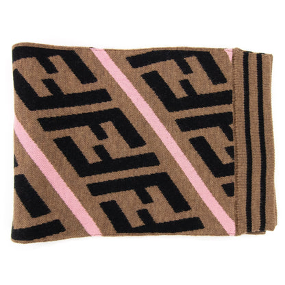 Fendi Kids FF Logo Knitted Scarf Rococo Zucca